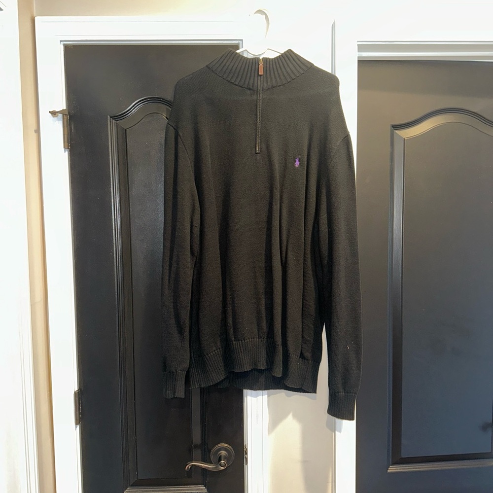 Polo by Ralph Lauren Black and Purple Zip Up Sweater